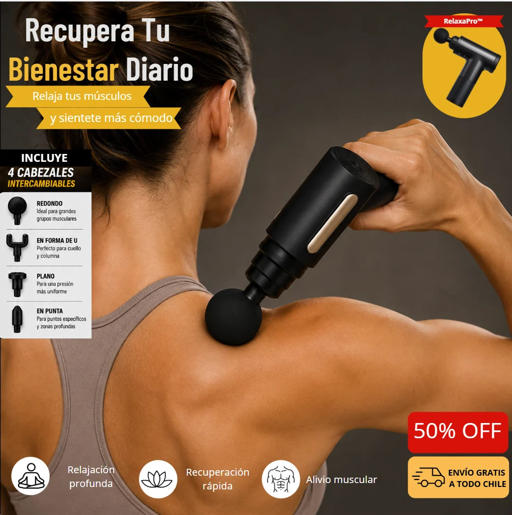 RelaxaPro™ - Pistola Masajeadora