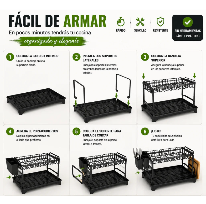 DishFlow™ - Secaplatos de 2Nivel