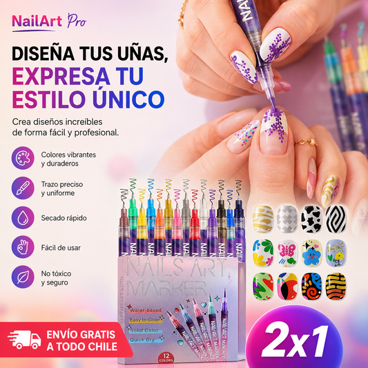 NailArt Pro - Set 12 Marcadores para Uñas