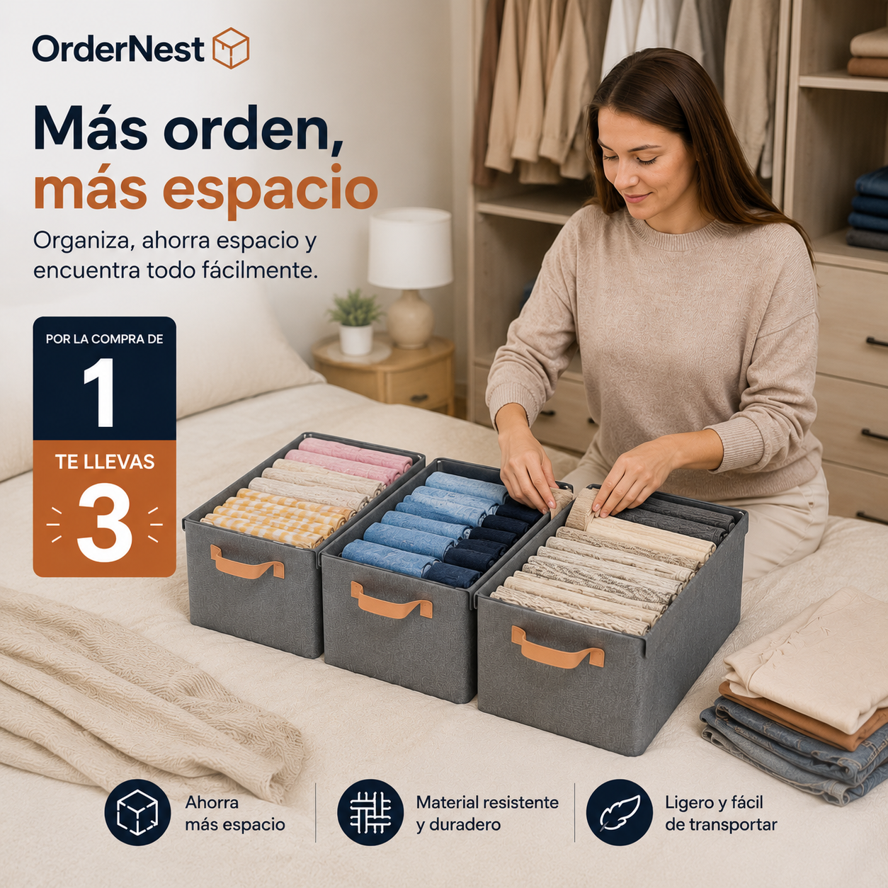OrderNest - Pack 3 Cajas Organizadoras